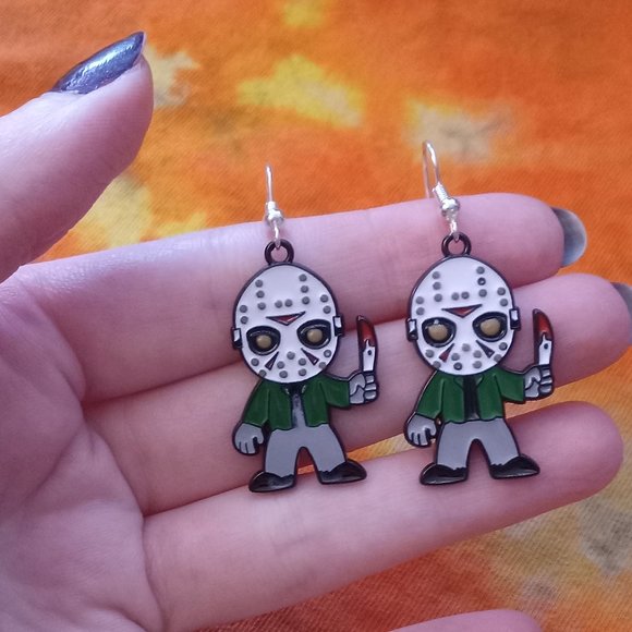 Handmade JASON VOORHEES Horror Earrings - Picture 6 of 6